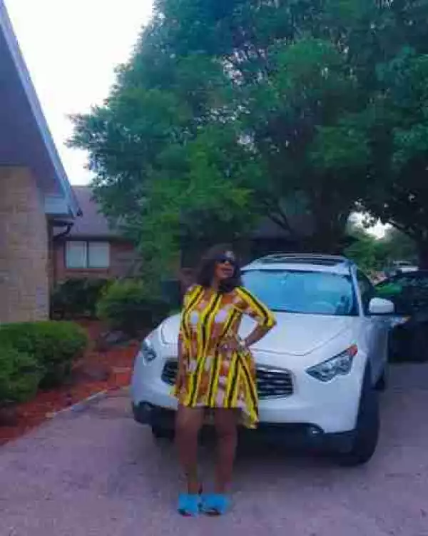 Actress Daniella Okeke Poses With Her White SUV In Dallas, USA